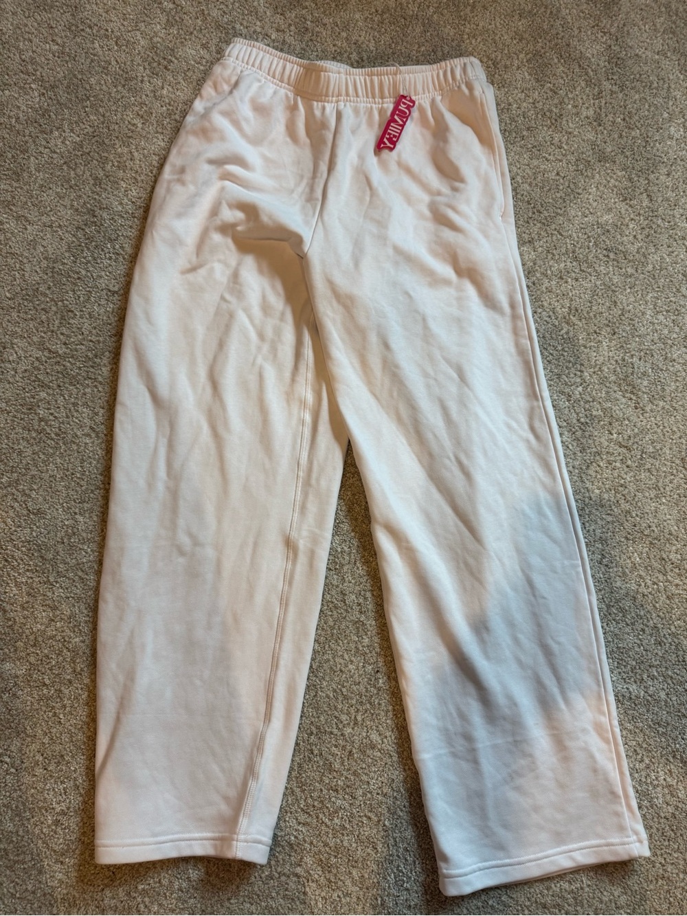 Wide Leg White Women's Sweatpants with Elastic Waistband